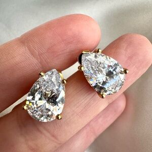 Elegant Gold Plated Cubic Zirconia Teardrop Earrings